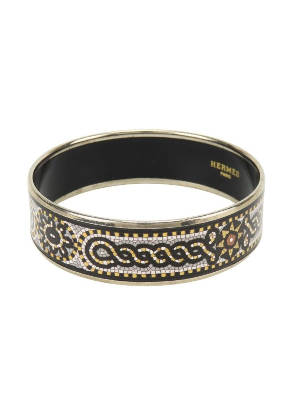 Hermes Bracelet Enamel GM Metal Multicolor Silver Cloisonne Bangle
